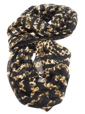 Calvin Klein Womens Leopard Print Infinity Loop Scarf Lightweight Chiffon New